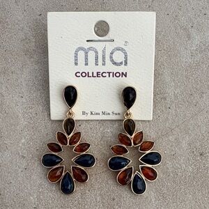 MISHA COLLECTION Black and Amber Floral Teardrop Drop Earrings